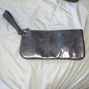 HOBO silver metallic wristlet/clutch